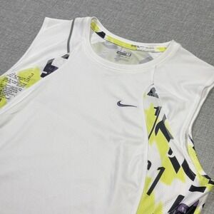 Nike Eugen 2008 Dri-FIT Tank Womens M White Multicolor Sleeveless Jersey Running